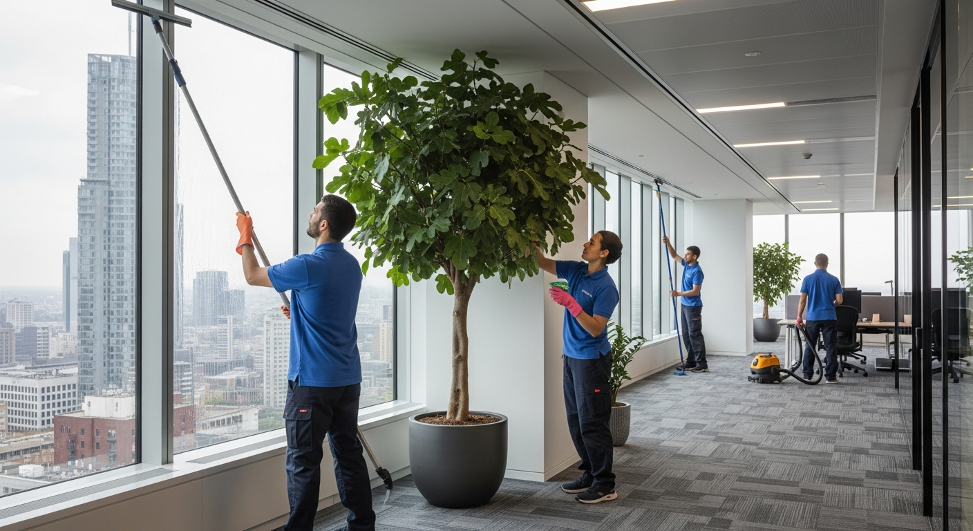 Commercial cleaners servicing an office