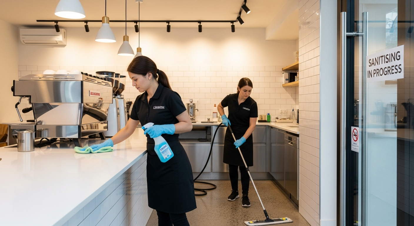 Commercial cleaners in a Petersham cafe