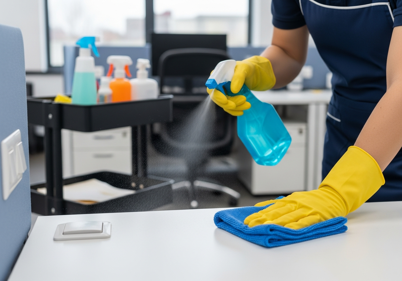 Cleaner sanitising workspace