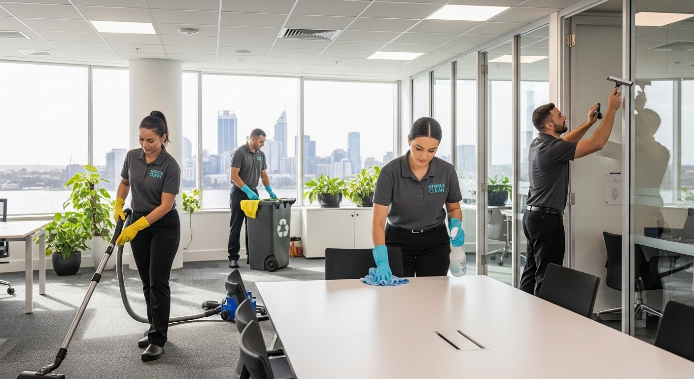 Professional commercial cleaners in Perth office