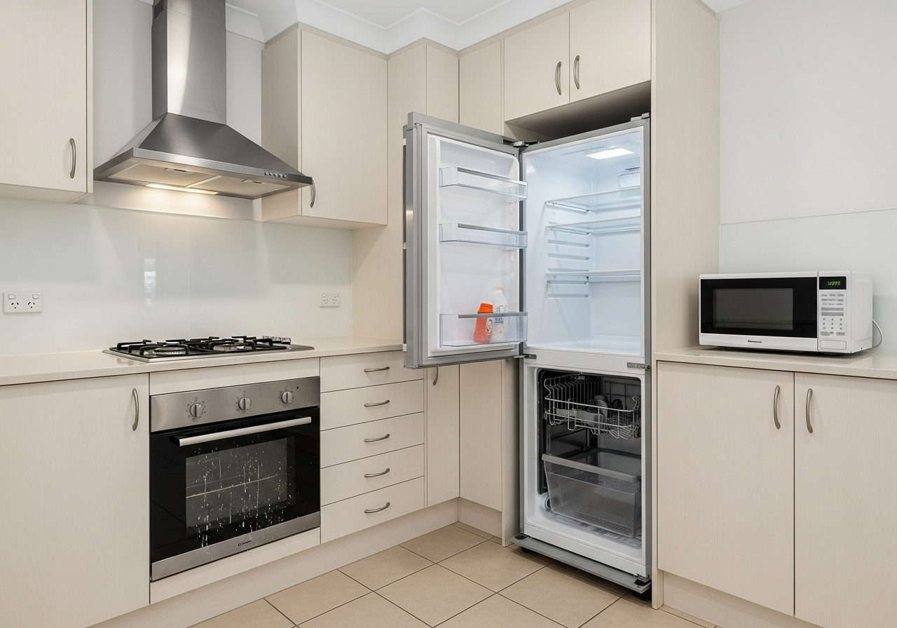 End of lease cleaning kitchen and living area