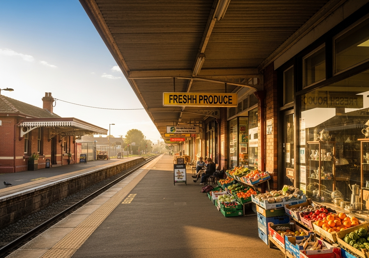 Riverstone train station and high street
