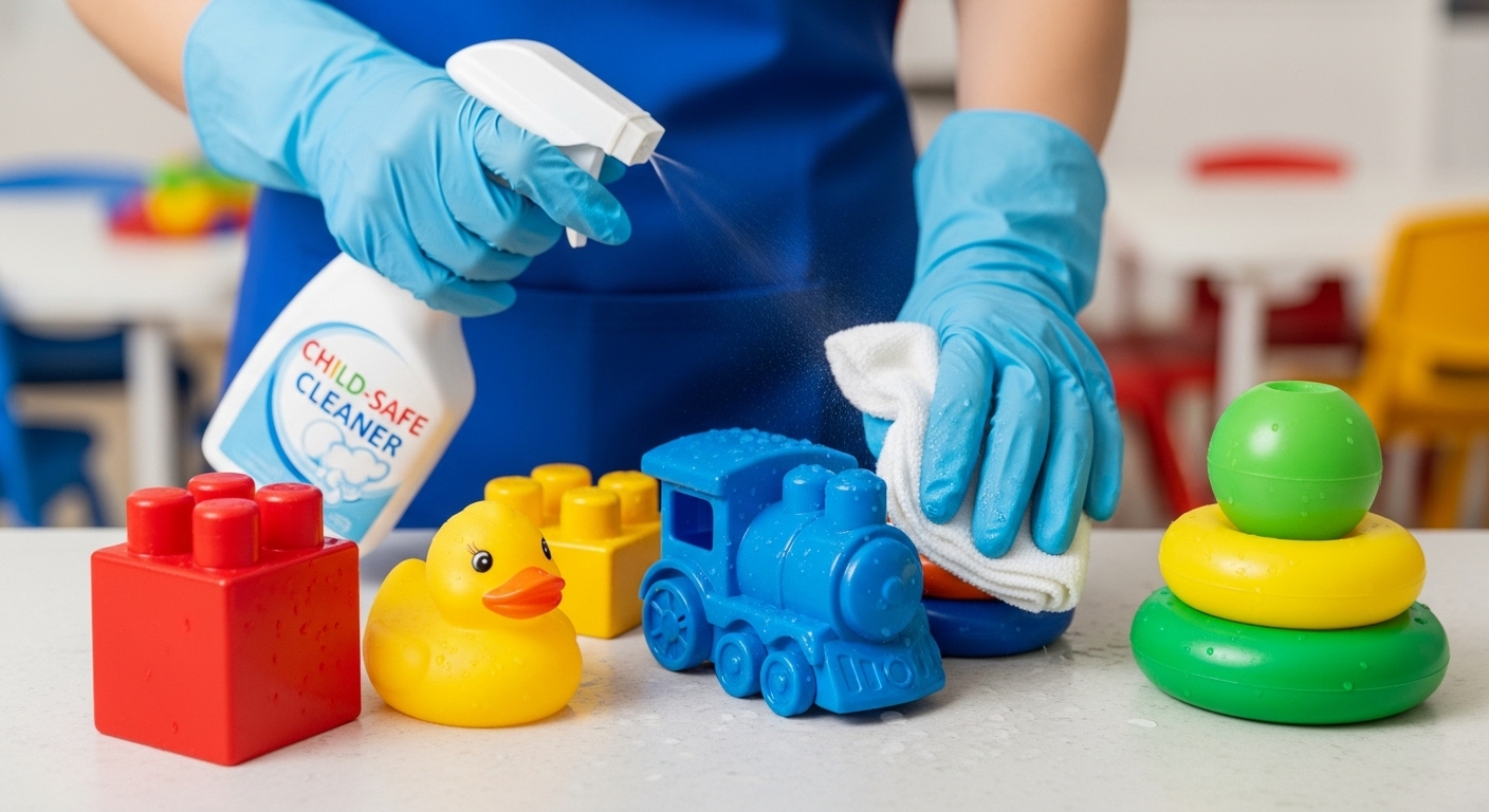 Cleaner sanitising preschool toys