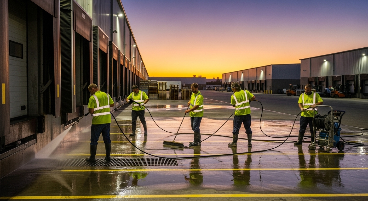 Warehouse loading dock cleaning