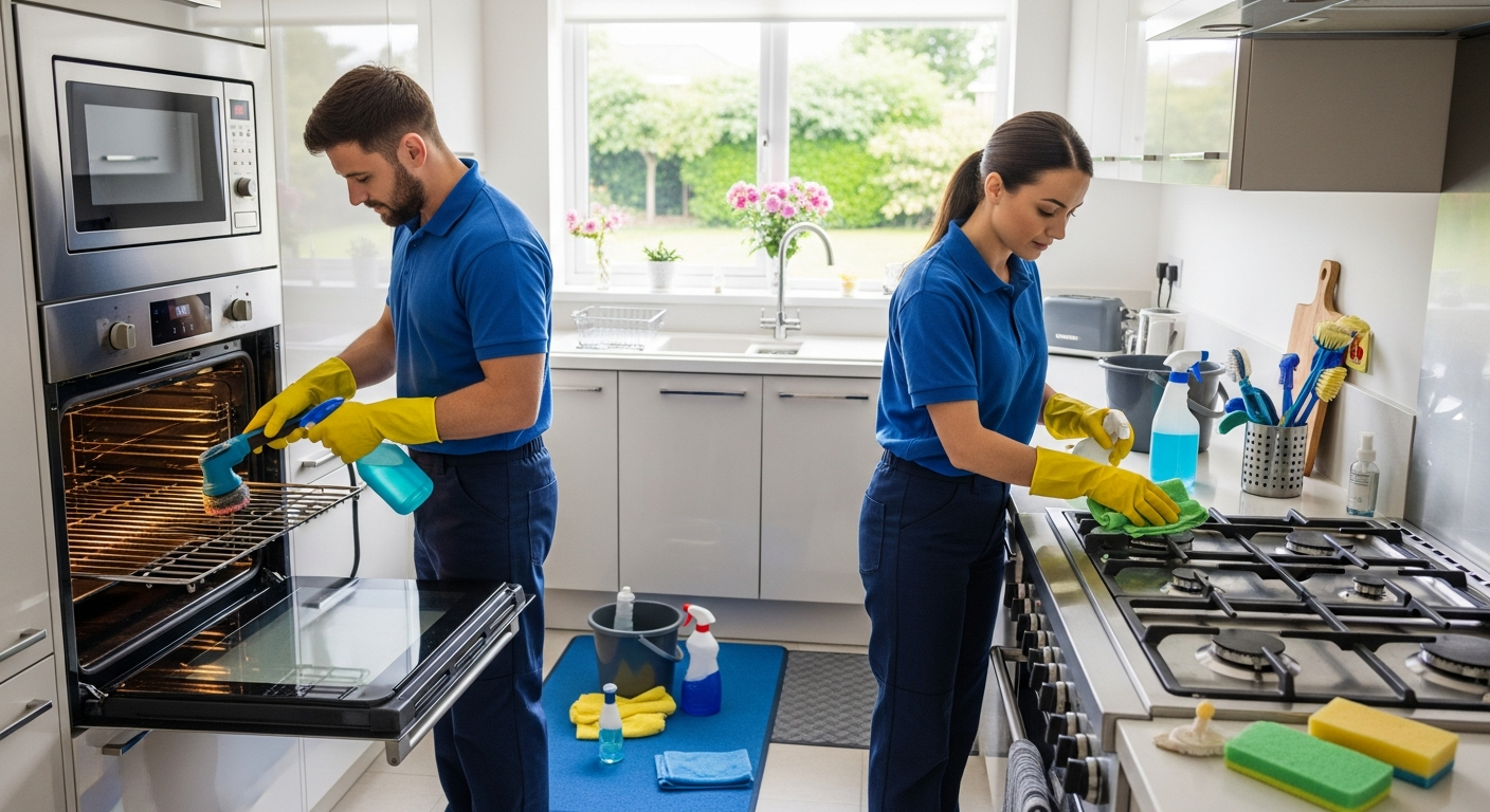 Vacate clean kitchen and oven