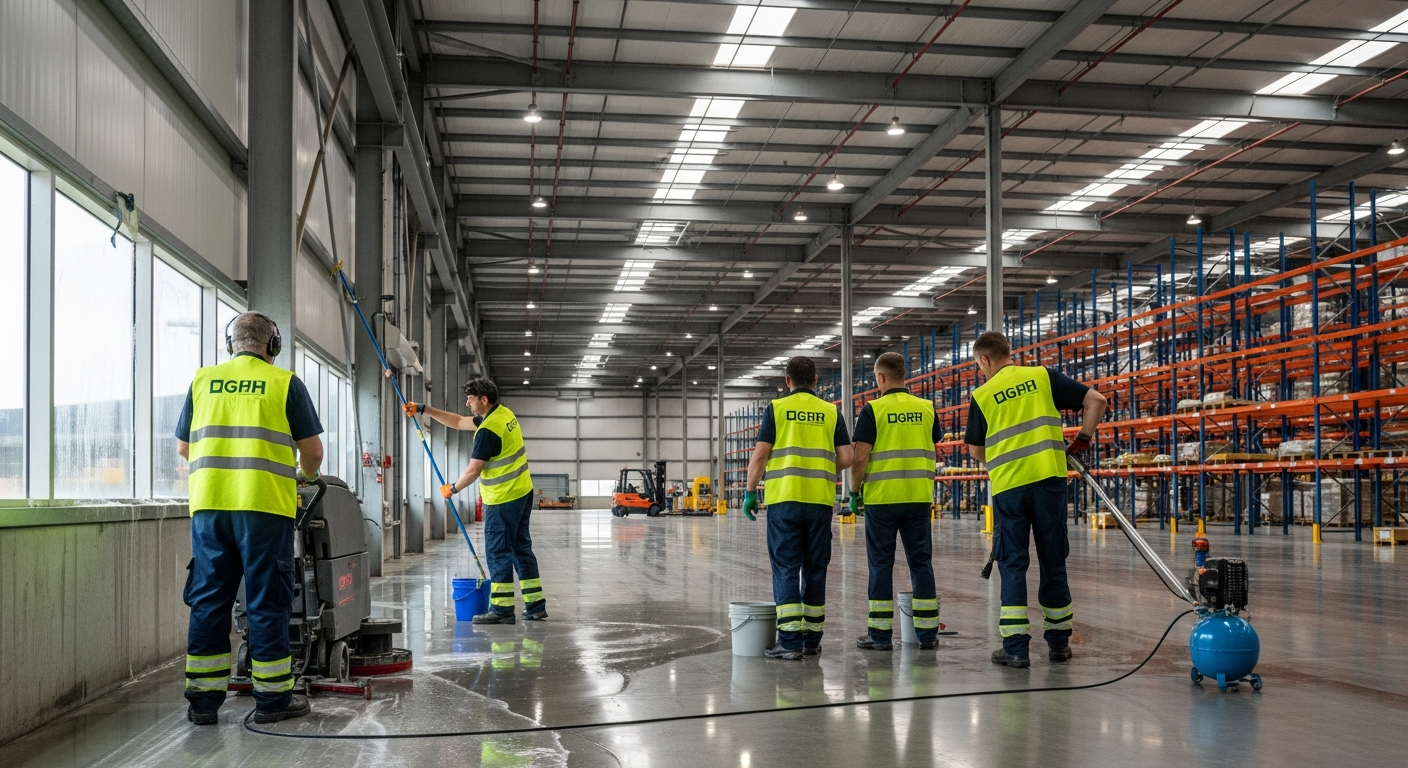 Commercial cleaners at work in Prospect warehouse