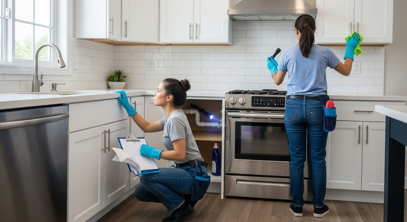 Cleaner finalising vacate inspection