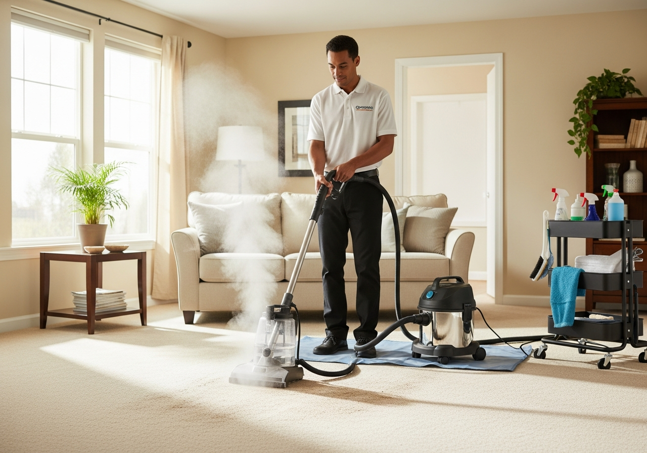 Carpet steam cleaning in rental