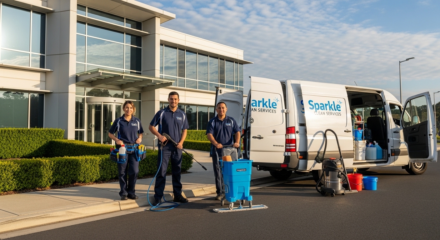 Cleaning team ready for a job in Baulkham Hills
