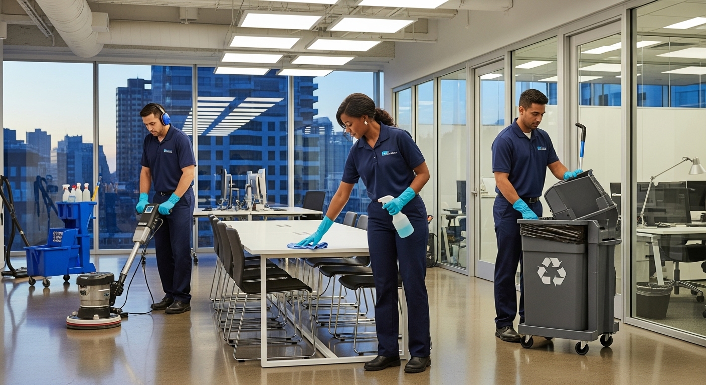 Commercial cleaners in office