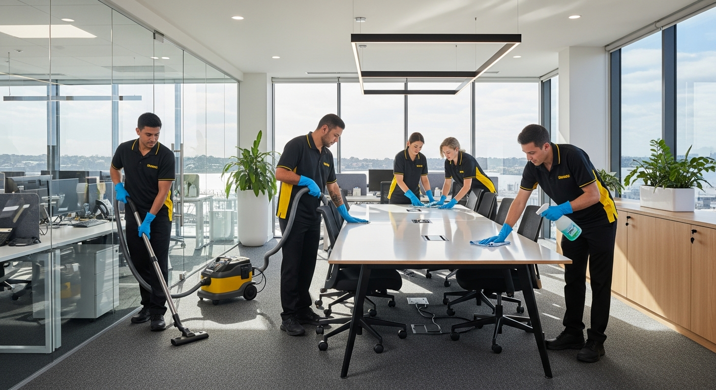 Team cleaning an office near Georges River