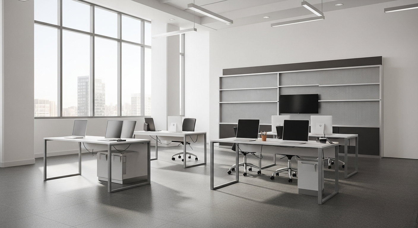 Supervisor inspecting clean commercial space