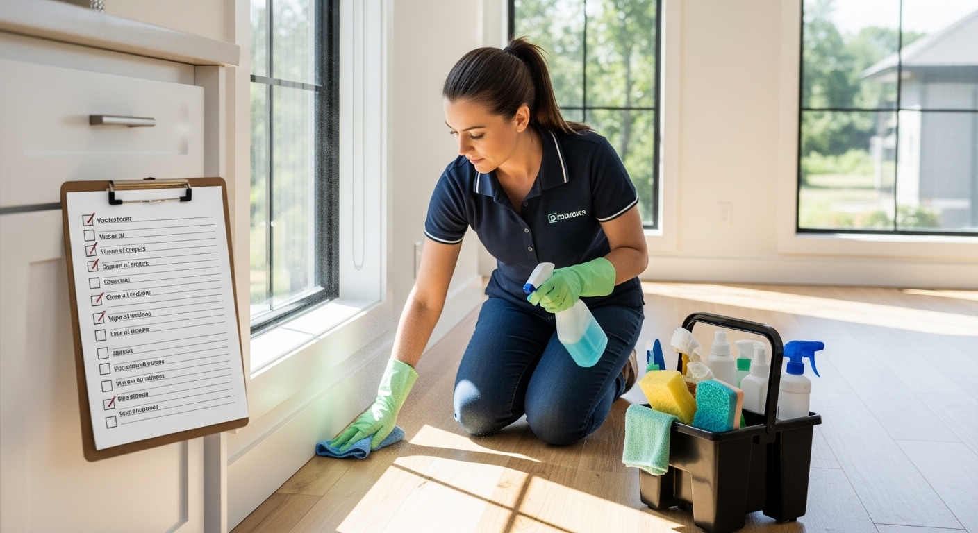 Cleaner preparing property for inspection