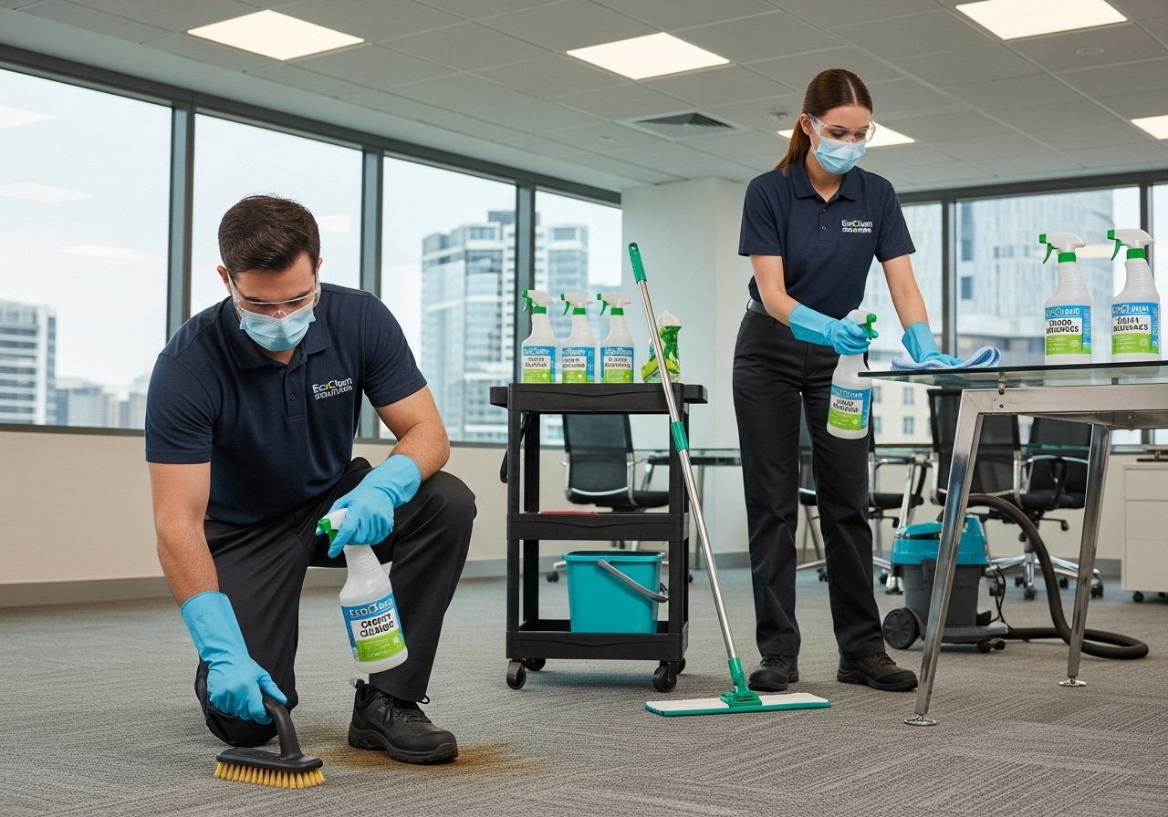 Commercial cleaners performing a deep clean