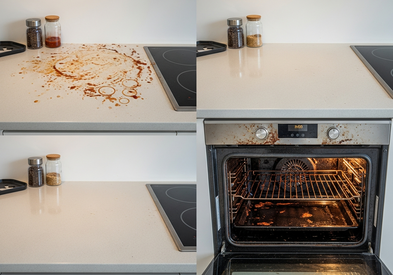 Before and after vacate cleaning kitchen