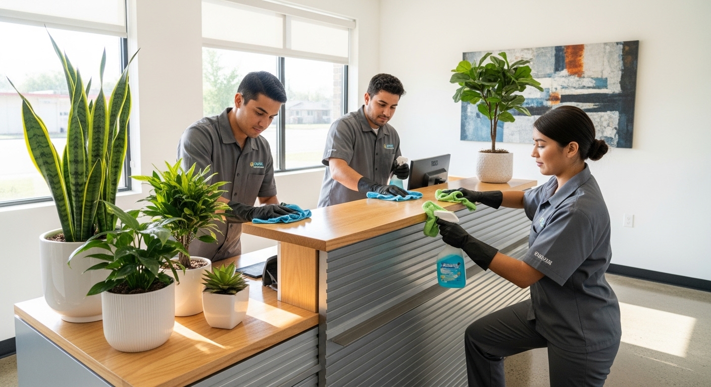 Office reception cleaned by professionals