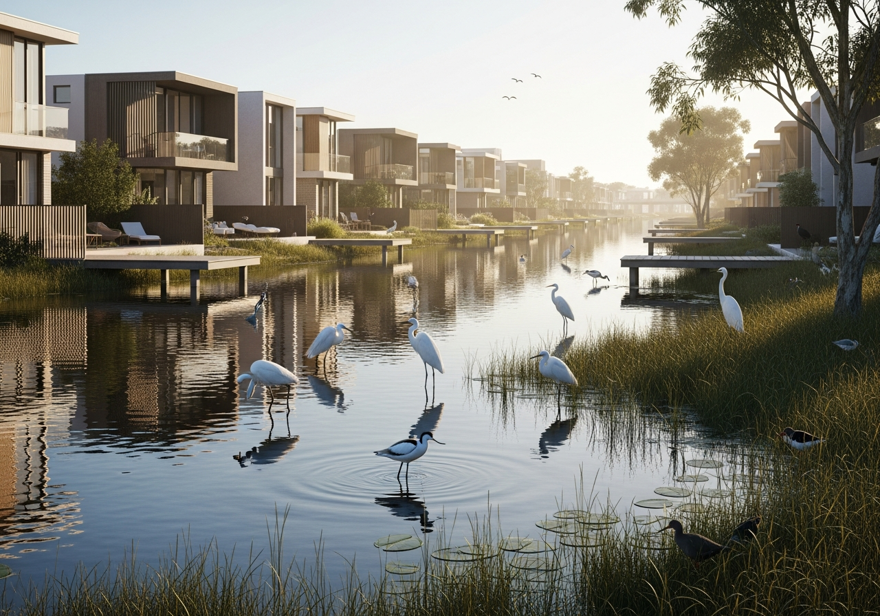 Waterways canals and boardwalk