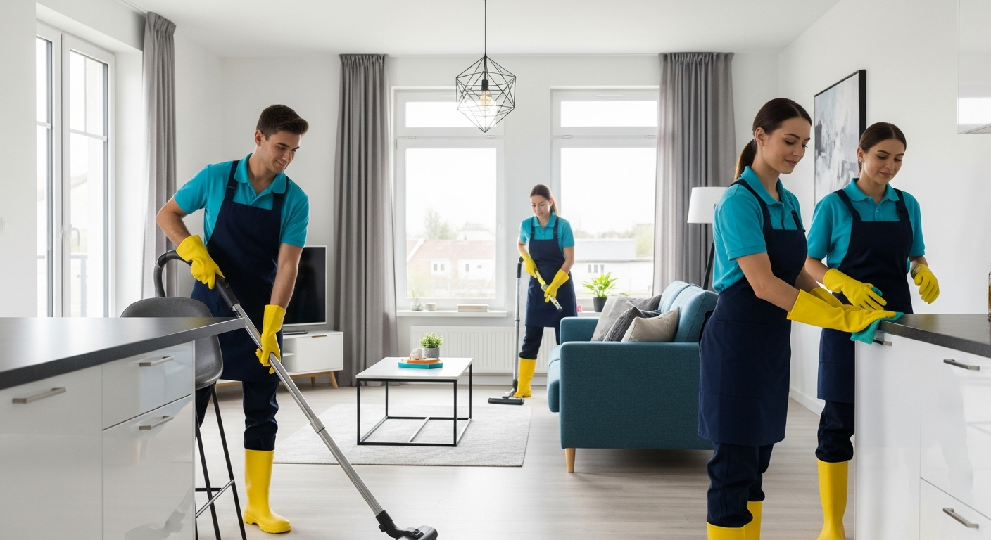 Bond cleaning team in action