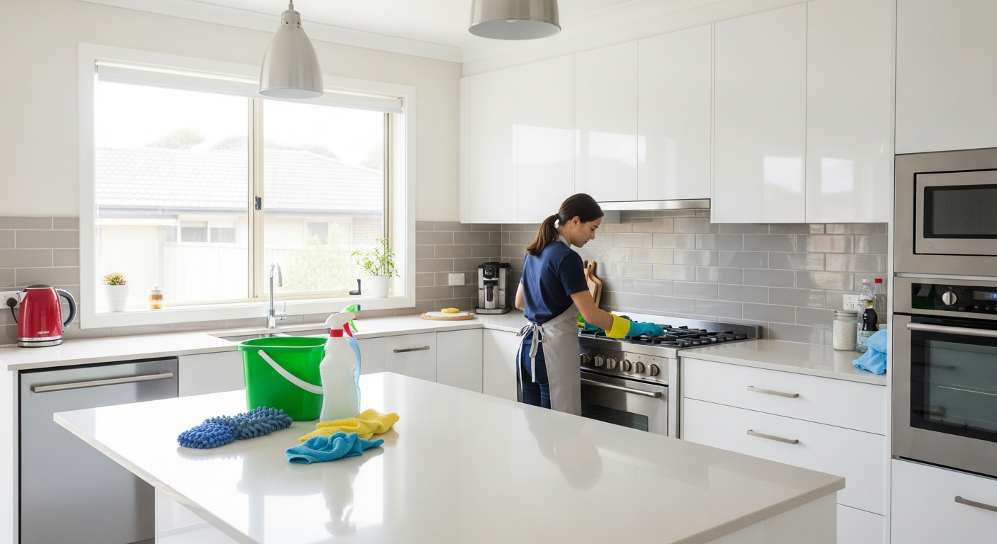 End of lease cleaner in kitchen