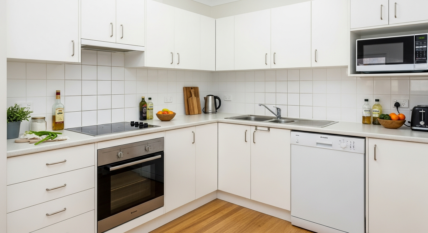 Vacate cleaned kitchen ready for inspection