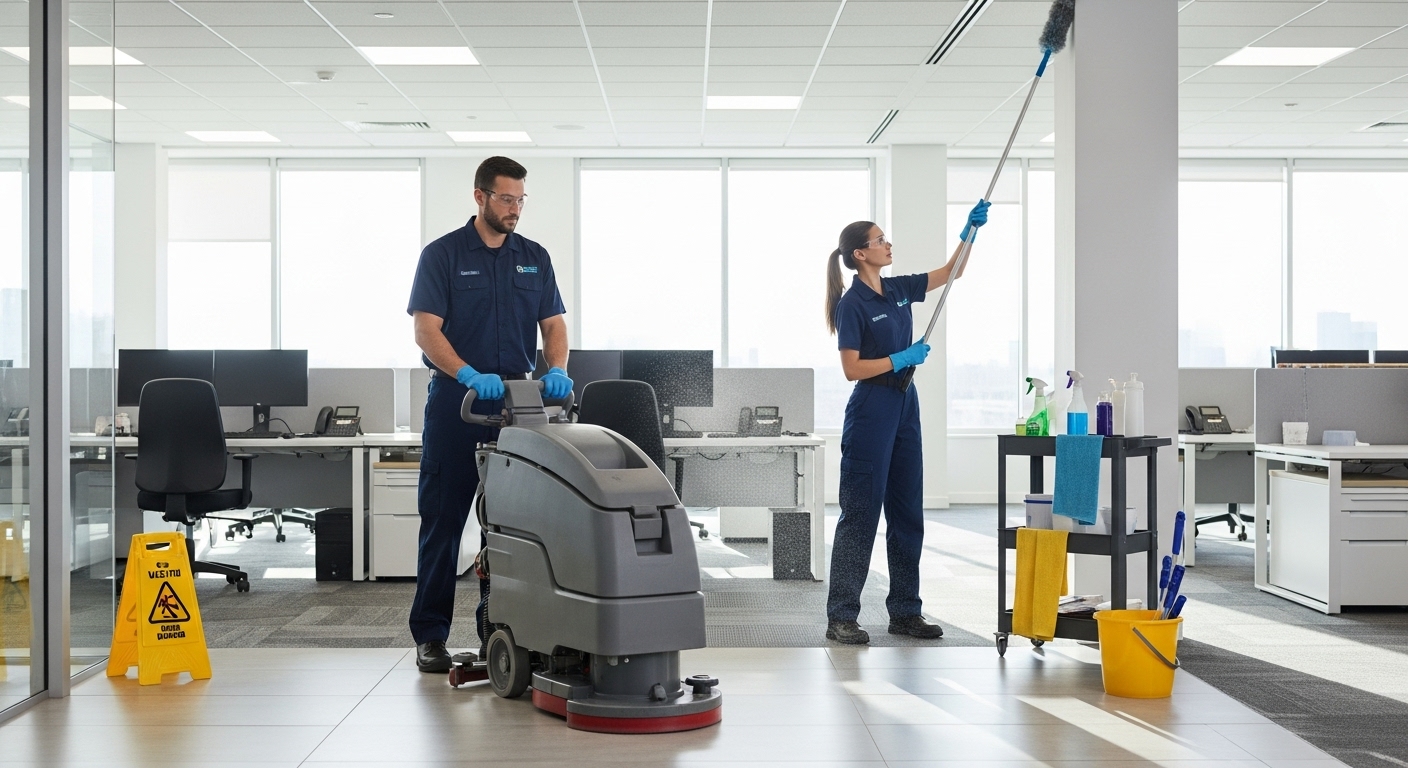 Commercial cleaners in office