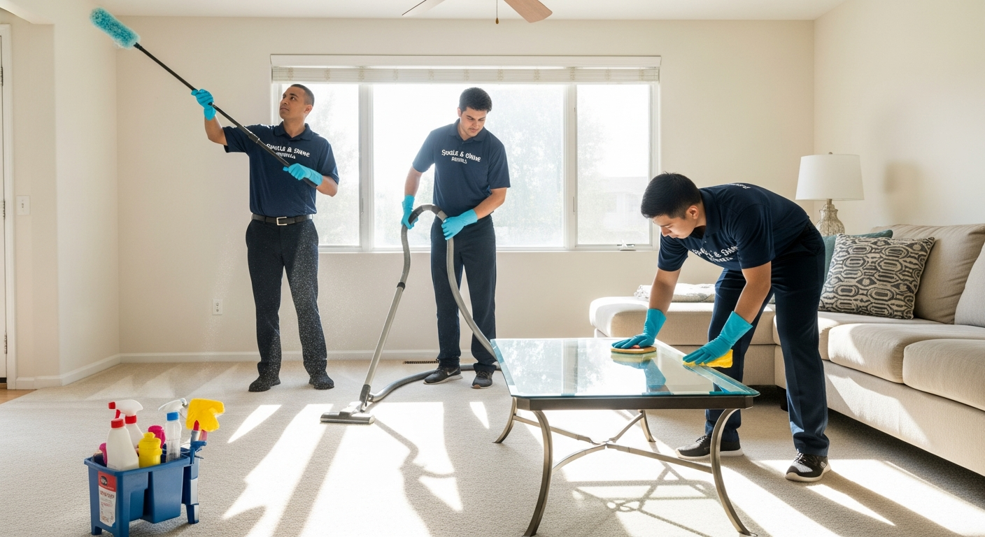 Vacate cleaning team prepping property