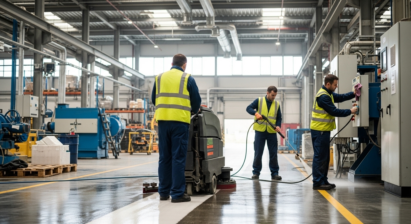 Industrial cleaning team