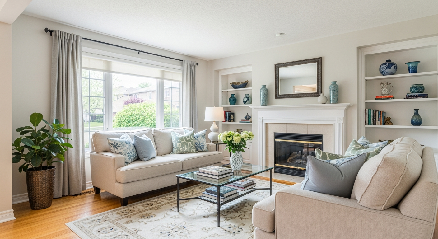 Spotless living room after end of lease clean