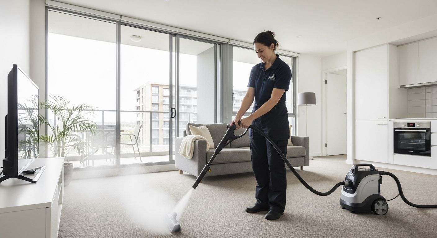 Cleaner steam cleaning carpet