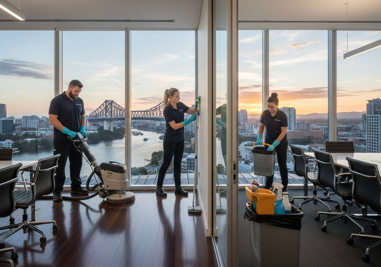 Commercial cleaners in office