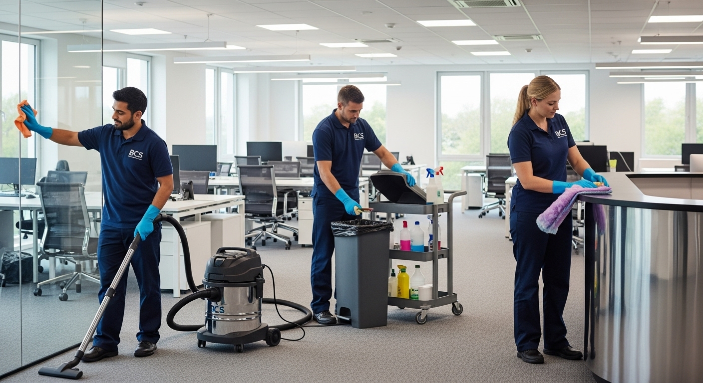 Commercial cleaners in an office